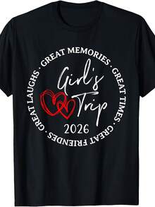 Girls Trip 2026 Womens Weekend Vacation Matching Group T-Shirt Same Style For Men And Women 2025 Summer Short-Sleeved Printed T-Shirt Pure 220G - màu đen - Xem 1