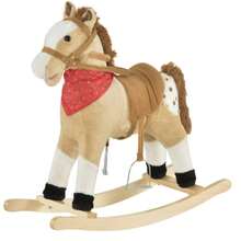 Children's Plush Riding Rocking Horse Toy Denim Rocking Chair, Suitable For Children Aged 3-6, Beige - Beige - View 2