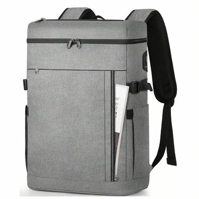 NEWHEY Multi-Functional Large-Capacity Travel Backpack, Waterproof Men's Backpack, 15.6-Inch Laptop Backpack With USB Charging Port And Chest Strap, Suitable For Work And School, Gray