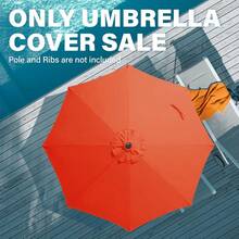 9 Ft Patio Umbrella Replacement Canopy For 8 Ribs, Table Market Yard Umbrella Replacement Top Cover-Orange (Canopy Only) - 橘色 - 查看 3