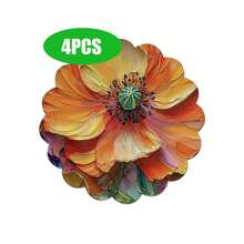 Conjunto de 1 peça, Jogo Americano Redondo de Linho com Pintura a Óleo Floral, 38cm de Diâmetro, Decoração Sazonal para Mesa de Jantar e Cozinha, Decoração de Primavera para Casa, Ideal para Festas, Encontros e Refeições em Família. - Multicolorido - Ver 12