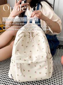 Malist Flower Embroidery Functional Backpack For Women, Business Casual Commuting Travel Backpacks, Cute Multi-Compartment Versatile Computer Daypack, Portable Campus School Bag For Junior High School And College Students, School Backpack, Elementary School, Middle School, High School, Back To School Bags, Waterproof, Lightweight, Classic Casual, Suitable For Teen Girls Women College Students, Teacher, Perfect For Back To School, First Day Of School, Middle School, High School - 彩色 - 查看 6