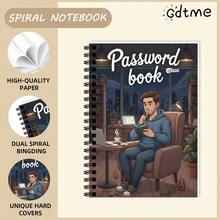 A5笔记本，适合年轻男士用作密码日记，适合作为礼物送给家人和朋友，用于记录重要事项，螺旋装订笔记本。 - 男青年密碼筆記本 - 查看 8