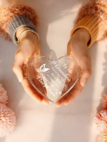 1 Peça Placa Acrílica em Forma de Coração, Decoração Memorial Amorosa, Estilo Fresco e Elegante, Expositor de Mesa, Presente para Avó para Casamento, Aniversário, Ação de Graças, Natal, Lembrança de Apreciação Familiar, Decoração para Casa e Escritório - Branco - Visão 8