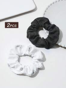 2 piezas Scrunchies decorativos con estampado de mariposa lindo para mujer, en tonos grises, adecuados para uso diario, ir al trabajo, fiestas, vacaciones, cumpleaños y diversas ocasiones sociales, bandas elásticas para el cabello, sujetadores de coleta, accesorios para el cabello - Multicolor - Ver 4