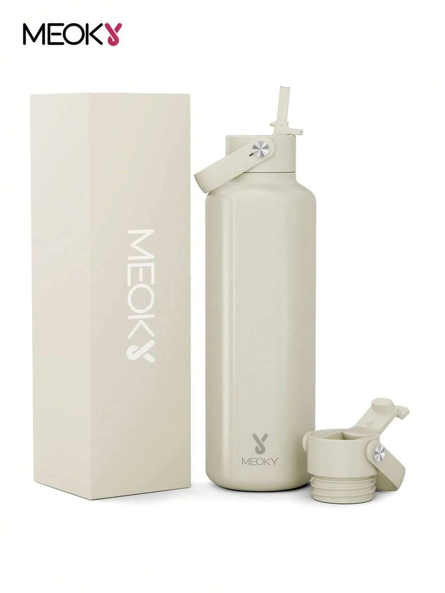 Cốc giữ nhiệt Meoky 24oz có nắp 2 vòi và ống hút, cốc giữ nhiệt, giữ lạnh 24 giờ, chống rò rỉ, cốc cà phê giữ nhiệt bằng thép không gỉ, cốc du lịch bằng thép không gỉ, bình nước thể thao hai lớp bằng thép không gỉ cho thể thao, phòng tập thể dục, du lịch và trường học
