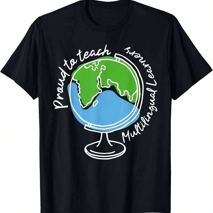 Camiseta de regreso a clases para maestros "Orgullosos de enseñar a estudiantes multilingües" - Negro-3 - Ver 1