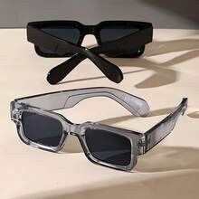 Retro Square Fashion Glasses, Unisex - Thick Frame Design Fashionable And Versatile, Suitable For Any Occasion.Casual Classic, Perfect For Matching Various Photo Or Outfit Styles - Black - View 3