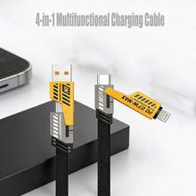 1条四合一USB数据线，多功能转换器快充适配器线，兼容 17/16/15/14/13/12/11/XS/XR/8/7/6、S25/S24 Ultra/S24/S23 Ultra/S23/S22/S21等机型 - 黑色 - 查看 1