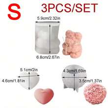 3pcs/Set Sitting Rose Teddy Bear Resin Liquid Mold, DIY Woven Heart Candle Silicone Mold, Romantic Rose Ball Shaped Plaster Clay Candle Making Tool Set, Wedding Favor, Candlelight Dinner Home Decor, Candle Making Supplies, Easy Demold, Reusable - 3pcs/set - View 7