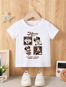 This Disney Baby Girl T-Shirt Features A Creative Minnie Mouse Letter And Cartoon Print. Made Of Breathable, Soft, And Comfortable Fabric, This Spring/Summer Round-Neck T-Shirt Is Perfect For Everyday Wear And Outings, And Also Makes A Great Gift For Your Baby. - 白色 - 查看 2