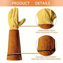 Long Sleeve Gardening Gloves – Puncture Proof Leather Gloves For Pruning & Yard Work - Long - View 5