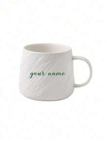1pc 550ml Personalized Minimalist Ceramic Mug, Customizable Name, Large Capacity, Suitable For Office And Home Use, Unique Custom Design, White Tea Cup, Suitable For Winter And Summer, Unique Birthday Gift, Family Gathering Gift, Holiday Gift, Reusable, Elegant And Fashionable - Multicolor - View 4
