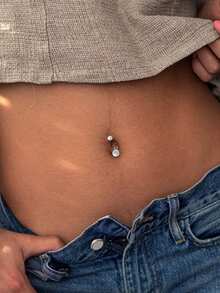 1pc 925 Sterling Silver Ombre Crystal Ball Navel Ring, Fashionable & Charming Belly Button Piercing For Women - Navel Nails - View 3