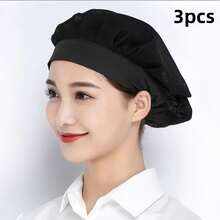 3pcs, Adults Chef Hat, Chef Cap For Men Women, Adjustable Cooking Hat With Elastic Band, Reusable Chefs Hat, Professional For Kitchen Coffee Restaurant Food Service, Kitchen Supplies, Accessories, - Nhiều màu - Xem 15