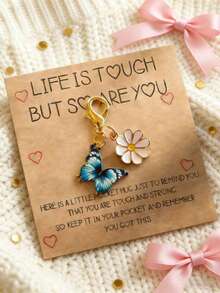 Inspirational Quote Butterfly Keychain Pendant, Party Favor Gift Suitable For All, Birthday, Valentine's Day, New Year, Souvenir, No Electricity Required - Multicolor - View 8