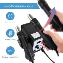 LED Digital visualización Estación de soldadura de aire caliente Kit de soldadura Estación de reelaboración y pistola de calor para reparar teléfonos celulares, computadoras y otros productos electrónicos precisos: diseño de temperatura constante, rango de temperatura de 100-480 ° C - Negro - Ver 6