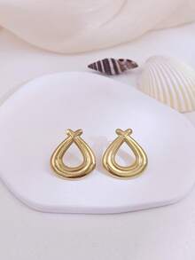 Big Stud Earrings For Women Vintage Gold Statement Chunky Stud Earrings Geometric Lightweight Gold Earrings Floral Heart Flower Round Earrings Stud European American Ins Style Women Spring Jewelry Summer Beach Vacation Bikini Accessories Attractive Clothes, Wedding Dresses Accessories - Versatile JewelryPerfect For Wearing While Swimming, Bathing, Exercising ,Great For Valentines Day, Birthday, Mother Day, And Vacation Surprises. - Multicolor - View 14