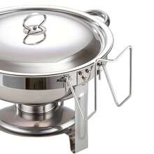 Stainless Steel Round Chafing Dish 4.5L - Buffet Set With Lid For Party Events - Silver - View 5