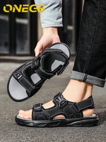 1 Pair Men's Beach Sandals, Non-Slip Wear-Resistant, Fashionable Summer Outdoor Casual Driving Sandals - Grey - View 12