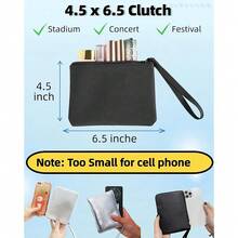 4.5 X 6.5 Clutch Stadium Approved, Leather Coin Purse For Women Wristlet Money Pouches For Cash Car Change With Zipper Lipstick Holder, Extra Small Makeup Bag For Purse Organizer Insert, Black - màu đen - Xem 3