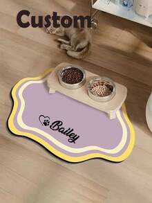 Customizable Quick-Drying Pet Feeding Mat, Personalized Pet Feeding Mat - Quick Dry Waterproof Non-Slip Cat Bowl Mat, Personalized Pet Cat Dog Diatomite Anti-Fouling Feeding Mat, Compact Fresh Cloud-Shaped Design - Multicolor - View 2