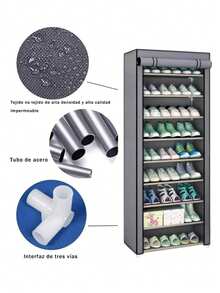 Zapatera con Cubierta de Tela con 9 Niveles Organizadores de Zapatos, Estructuras de Acero y Conectores de Plástico, Para Almacenar y Guardar los Zapatos - Azul - Ver 4