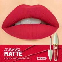 Pudaier Brillo de labios mate - Textura cremosa, suave y de larga duración, acabado mate nude, crea labios perfectos, cubre las líneas de los labios, efecto voluminizador, textura mate aterciopelada que proporciona un brillo satinado cautivador, color rico, tono suave y difuminado, efecto de maquillaje de larga duración, explora al máximo el maquillaje de labios - #08 - Ver 8