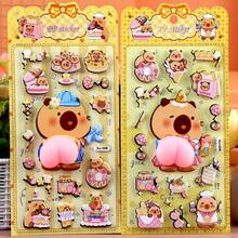 3D水豚注水贴纸，卡通水豚摇晃贴纸，儿童贴纸玩具 - 彩色 - 查看 8