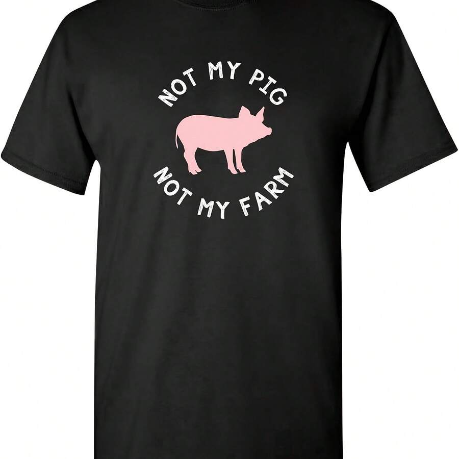 UGP Campus Apparel Playera Drtida en Texto en inglés Not My Pig Not My Farm, Negro, Medium - Negro 1 - Ver 1