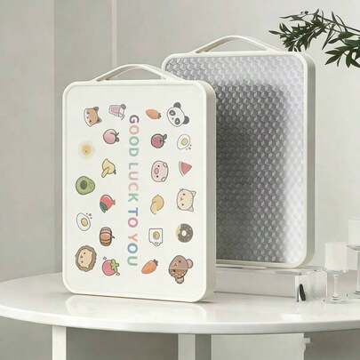 1pc Double-Sided Animal Pattern Stainless Steel Cutting Board, Cute Kitchen Chopping Board, Stainless Steel Surface Suitable For Raw Food, PP Printed Surface Suitable For Cooked Food, Dishwasher , Cutting, Multiple Sizes Available