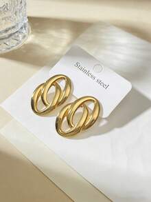 不锈钢镀金耳钉，凹凸纹理，低致敏性，不含镍，心形耳钉，厚款女士镀金耳钉，时尚宣言几何纹理轻盈防过敏耳钉，复古珠宝舞会礼物，女士耳钉，时尚厚重独特吊坠耳钉，女士镀金耳环套装，精致镀金吊坠耳钉，防过敏耳钉，时尚珠宝，女士礼物 - 彩色 - 查看 6