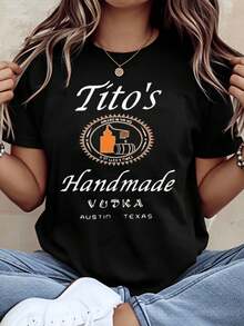 Titos Handmade Vodka Austin Texas Logo T Shirt Women Men Unisex Casual Short Sleeve Tee Shirt For Party Drinking Events Gift,220g - màu đen - Xem 1