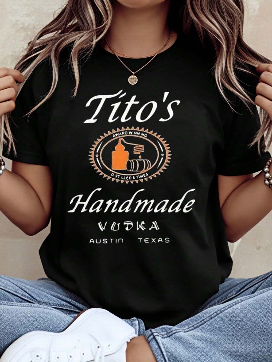 Titos Handmade Vodka Austin Texas Logo T Shirt Women Men Unisex Casual Short Sleeve Tee Shirt For Party Drinking Events Gift,220g - màu đen - Xem 1