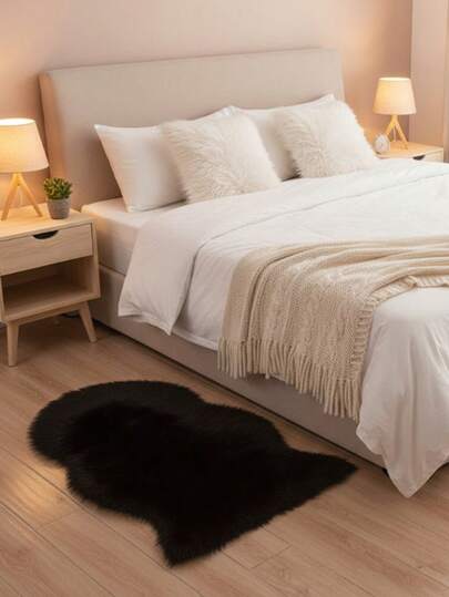 1pc Solid Color Faux Wool Carpet, Soft, Fluffy, Skin-Friendly, Easy To Clean, Indoor Doormat, Living Room Carpet, Bedroom Carpet, Bathroom Mat, Washable Carpet, Home Decor, Floor Decoration, Floor Protection