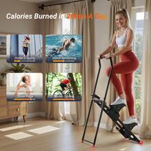 MERACH Foldable Stepper, Vertical Climber With Adjustable Angle And Height, LCD Display, 150kg Weight Capacity, Space-Saving, Quiet, Indoor Use, Aerobic Exercise, Non-Slip, Fitness Equipment, Fitness Training, Diet, Fat Burning, Home Training, Black/White - Đen và Đỏ - Xem 2