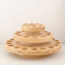 39-Hole 5-20ml Essential Oil Display Rack, 360 Degree Rotating 3-Tier Bamboo Makeup Organizer Turntable, Nail Polish Lipstick Storage Rack - 3 Floors - View 4