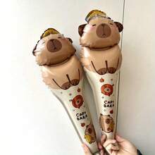 10/15 piezas Conjunto de globos de aluminio con temática de capibara en miniatura, adecuado para decoración de fiesta de cumpleaños, estilos aleatorios - Conjunto de globos de capibara - Ver 6