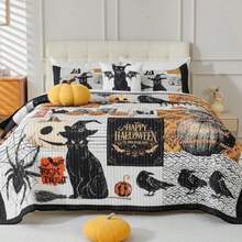 Juego de edredón de Halloween con fundas de almohada juego de ropa de cama con temática de festivales 4 piezas 104 x 90 pulgadas-B027 - Gris - Ver 5