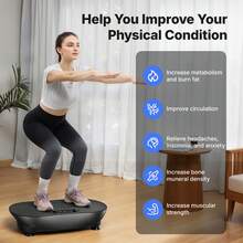 MERACH V33 Vibration Plate Exercise Machine, Vibrating Platform For Lymphatic Drainage Weight Loss Muscle Activation, Full Body Home Exercise Equipment With LED Touch Screen Bluetooth Pull Cord - View 6