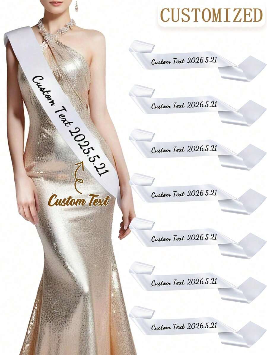 Selempang Pesta dengan Teks Kustom, Selempang Logo yang Dipersonalisasi, Selempang Pesta Lajang Calon Pengantin, Selempang Ulang Tahun Kontes Kecantikan, Hadiah Undangan Pengiring Pengantin - MultiWarna - View 1