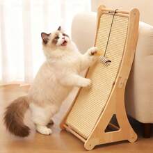 Wooden Cat Scratching Board, Indoor Cat Sisal Scratching Pad, Scratch Pad, Vertical Cat Toy, Durable Cat Claw Sharpener, Entertaining Cat Solid Wood Scratching Post - one-size - View 1