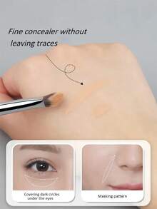 1 pieza Pincel de maquillaje en ángulo para corrector, pincel triangular para corrector, pincel suave para maquillaje de ojos, pincel multiusos para corrector y iluminador para mujeres, regalos - Plateado - Ver 2