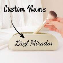 1pc Customized Name Text Makeup Bag, Makeup Brush Holder, Ins High-End Portable Waterproof Multifunctional Toiletry Bag, 2025 New Arrival - Multicolor - View 4