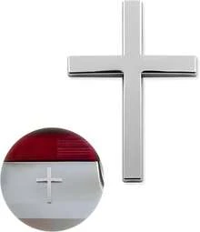 FSTURIOS Metal Christian Cross Emblem Stickers, 2.5*1.8in 3D Jesus Christ Auto Emblem Badge Decal, Self-Adhesive Styling Cross Decal Decoration For Trunk Tailgate Side Fender (Silver) - MàuQ - Xem 1