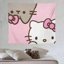 SANRIO 1 tấm thảm treo tường hình mèo con hoạt hình, tranh trang trí nhà cửa theo phong cách anime Nhật Bản dễ thương và sống động. - Nhiều màu - Xem 3