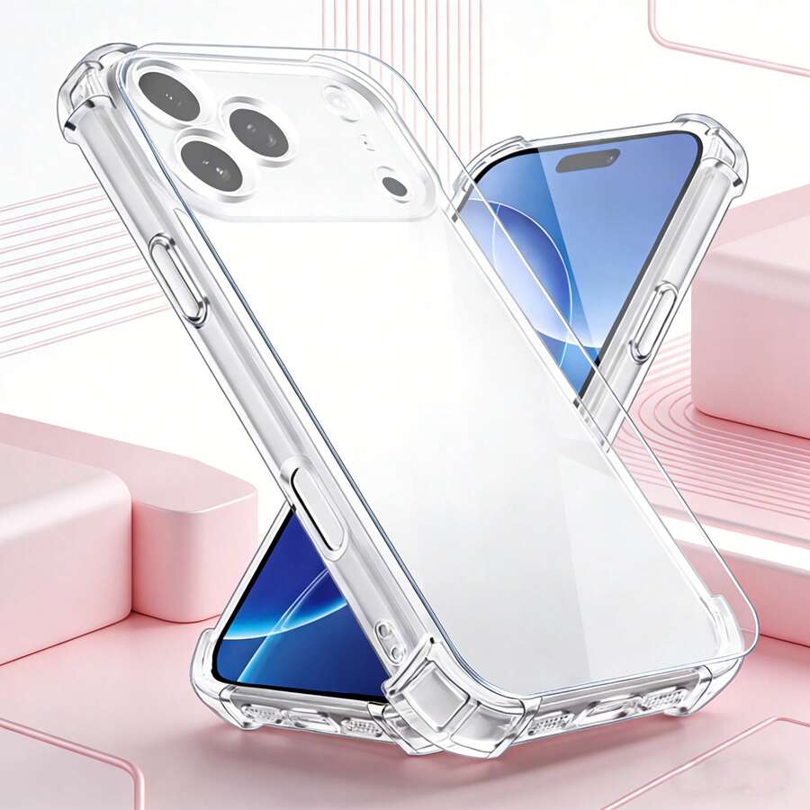 17 Series High Transparency Case & Screen Protector Set, Full Camera Protection Anti-Fall Non-Yellowing Protective Case Compatible With IPhone 17 Pro Max/17 Pro/17/Air - Transparent Phone Case + Tempered Glass Screen Protector - View 1