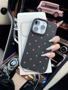 1pc Heart Polka Dot Pattern, Large Hole Black Leather Anti-Drop Phone Protective Case, TPU Material, Can Be Given As Holiday Gift, Compatible With IPhone Xs/Xsmax/Xr/11 12 13 14 15 16pro/Promax/14 15 16plus/17, Unisex - Multicolor - View 4