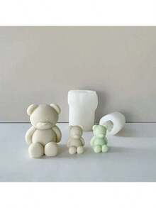 Bear Candle Silicone Mold DIY Sitting Bear Small & Large Handmade Soap Candle Gypsum Resin Decor Silicone Mold - A-White - View 5