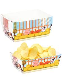 10pcs/30pcs/50pcs Farm Themed Paper Food Trays, Farm Animal Birthday Party Decor, Cowboy Farm Snack Bowls, Farm Corn Chip Boat Containers, Suitable For Farm Themed Birthday Party Supplies - Multicolor - View 1